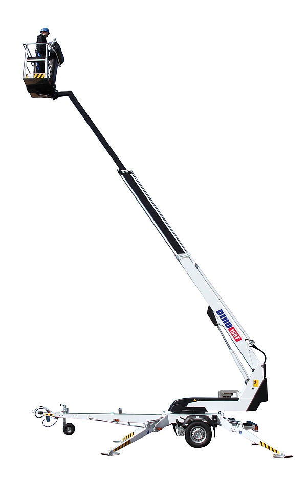 Anhänger Hebebühne DINO 150T II in der Seitenansicht