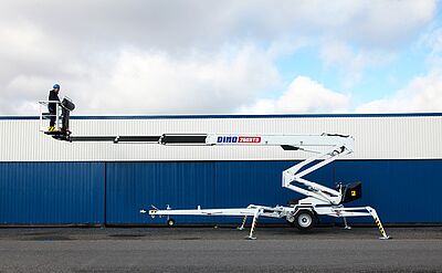 Anhänger Hebebühne DINO 260XTD - Seitenansicht Anhänger Hebebühne DINO 260XTD in der Seitenansicht